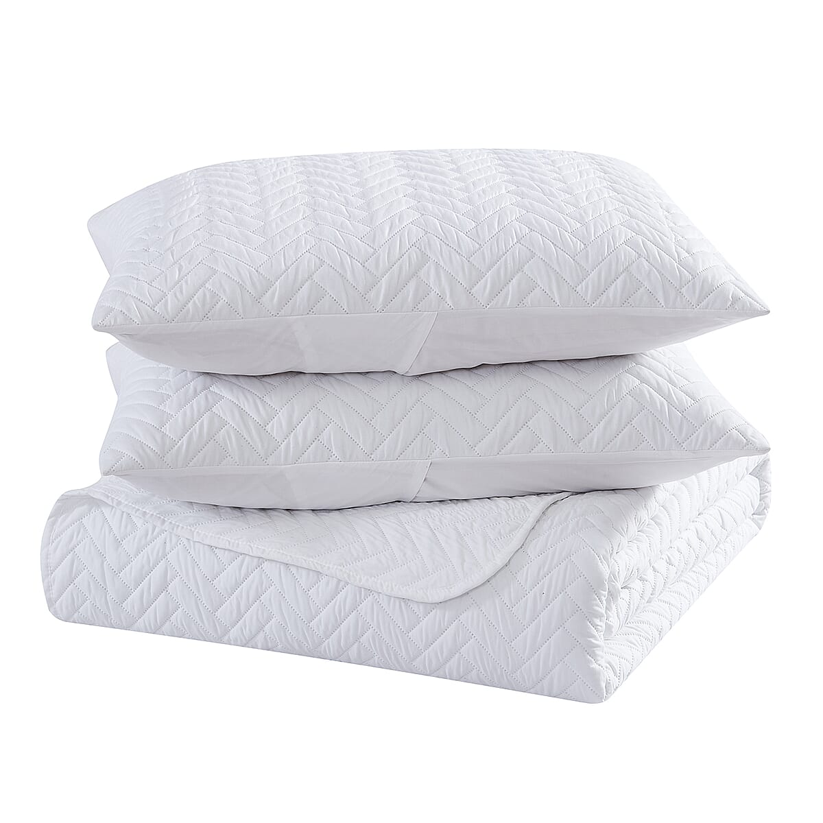 The Nesting Company- Birch 3 Piece Quilt Set - White (King) | Bed Comforter Set | Bedding Set image number 4