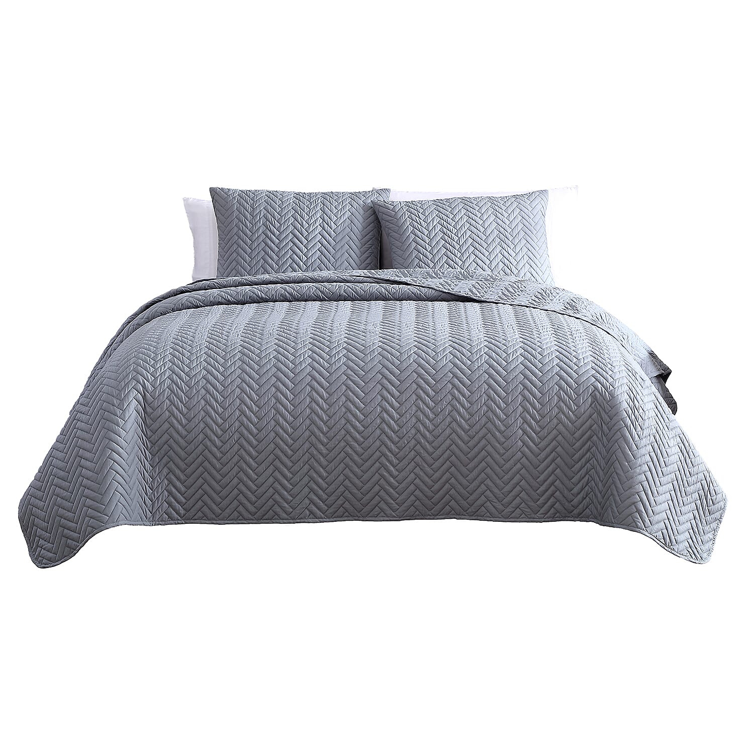 The Nesting Company- Birch 3 Piece Quilt Set - Gray (King) | Bed Comforter Set | Bedding Set