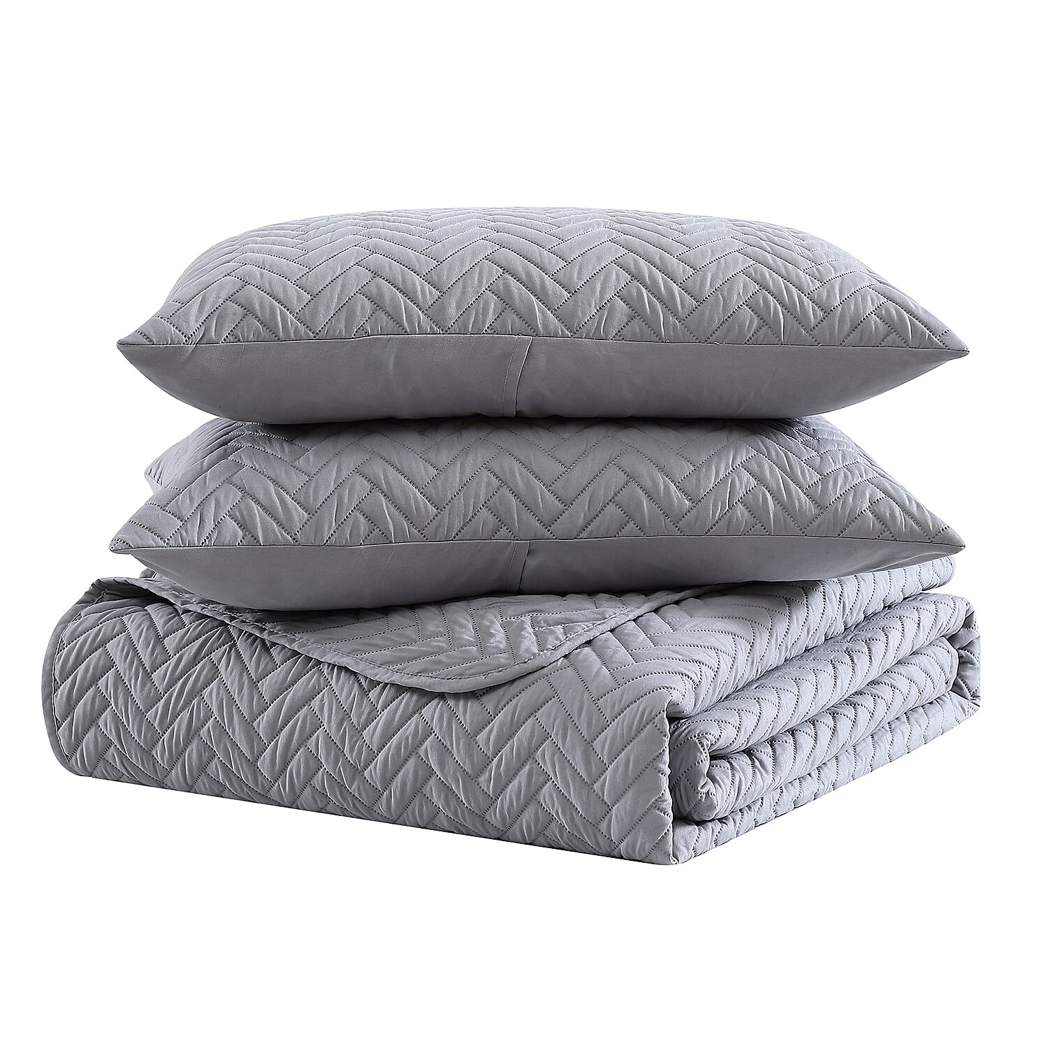 The Nesting Company- Birch 3 Piece Quilt Set - Gray (King) | Bed Comforter Set | Bedding Set