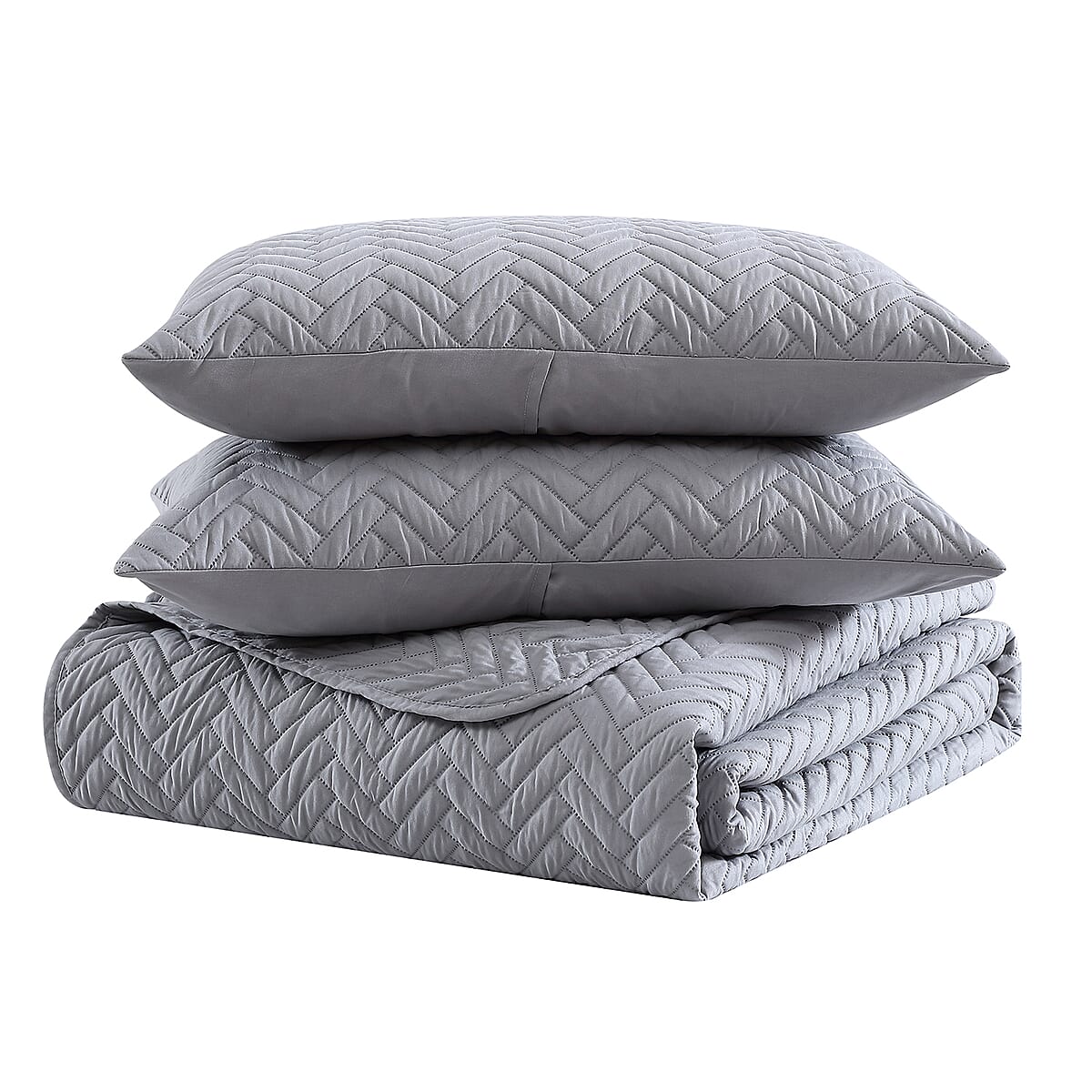 The Nesting Company- Birch 3 Piece Quilt Set - Gray (King) | Bed Comforter Set | Bedding Set image number 4