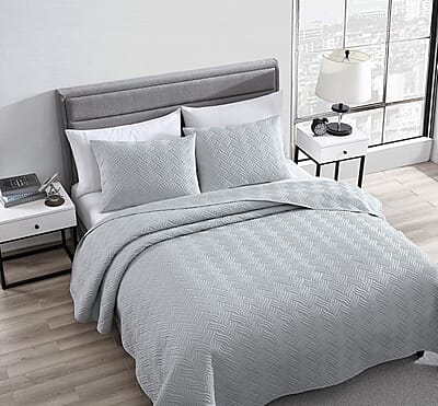 The Nesting Company- Willow 3 Piece Queen Quilt Set Gray | Bed Comforters | Polyester Comforter | Bedding Sets