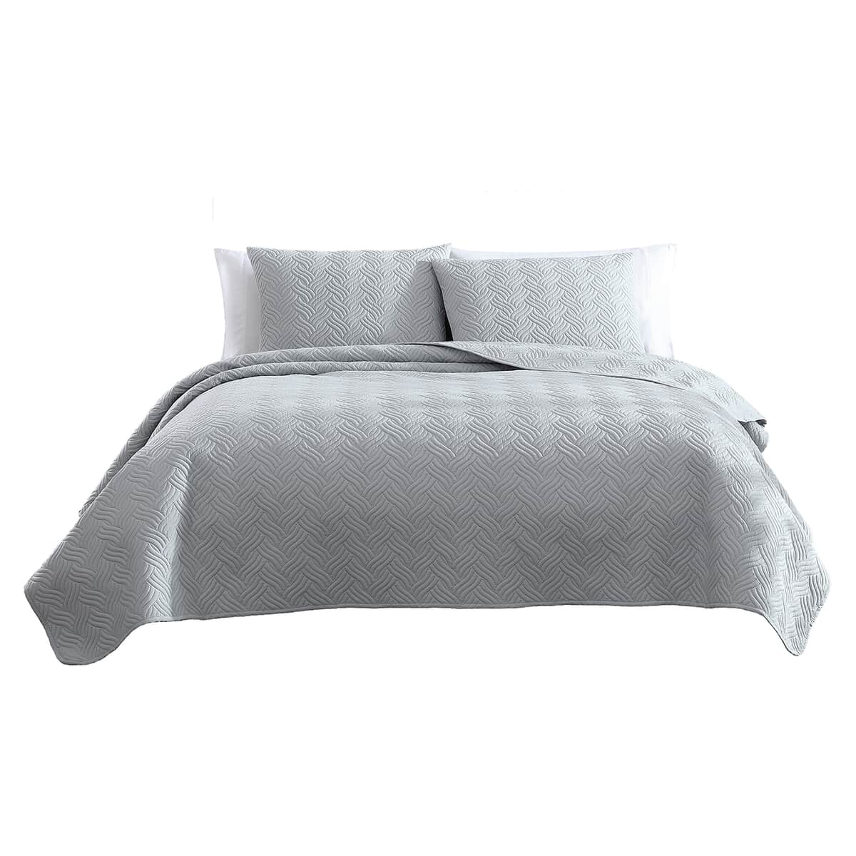 The Nesting Company- Willow 3 Piece Queen Quilt Set Gray | Bed Comforters | Polyester Comforter | Bedding Sets image number 3