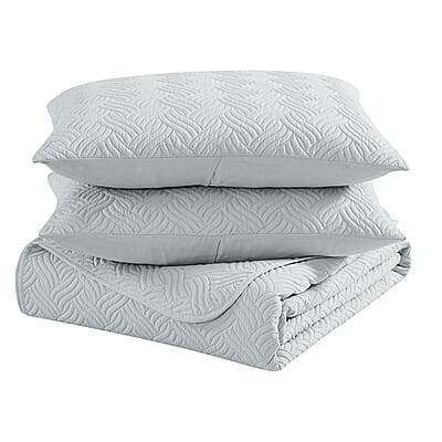 The Nesting Company- Willow 3 Piece Queen Quilt Set Gray | Bed Comforters | Polyester Comforter | Bedding Sets