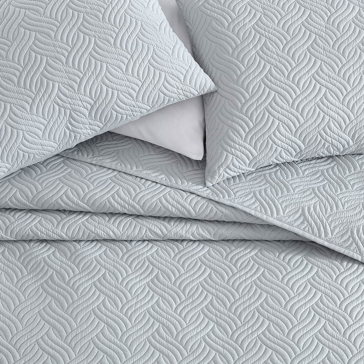 The Nesting Company- Willow 3 Piece Queen Quilt Set Gray | Bed Comforters | Polyester Comforter | Bedding Sets image number 5