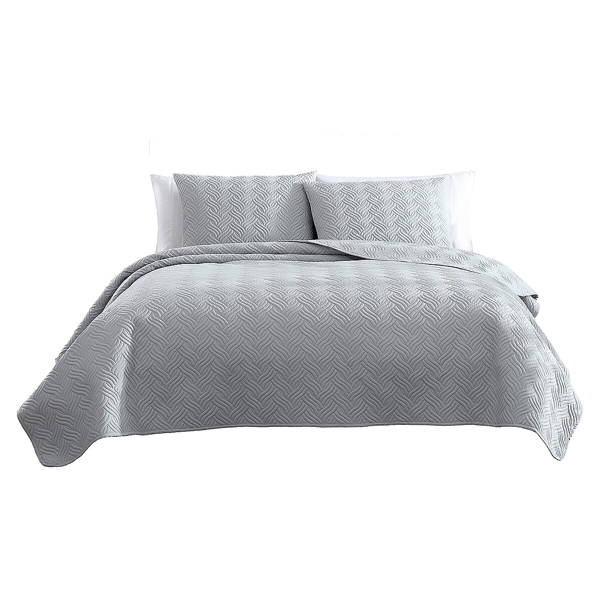 The Nesting Company- Willow 3 Piece King Quilt Set Gray , Bed Comforters , Polyester Comforter , Bedding Sets image number 3