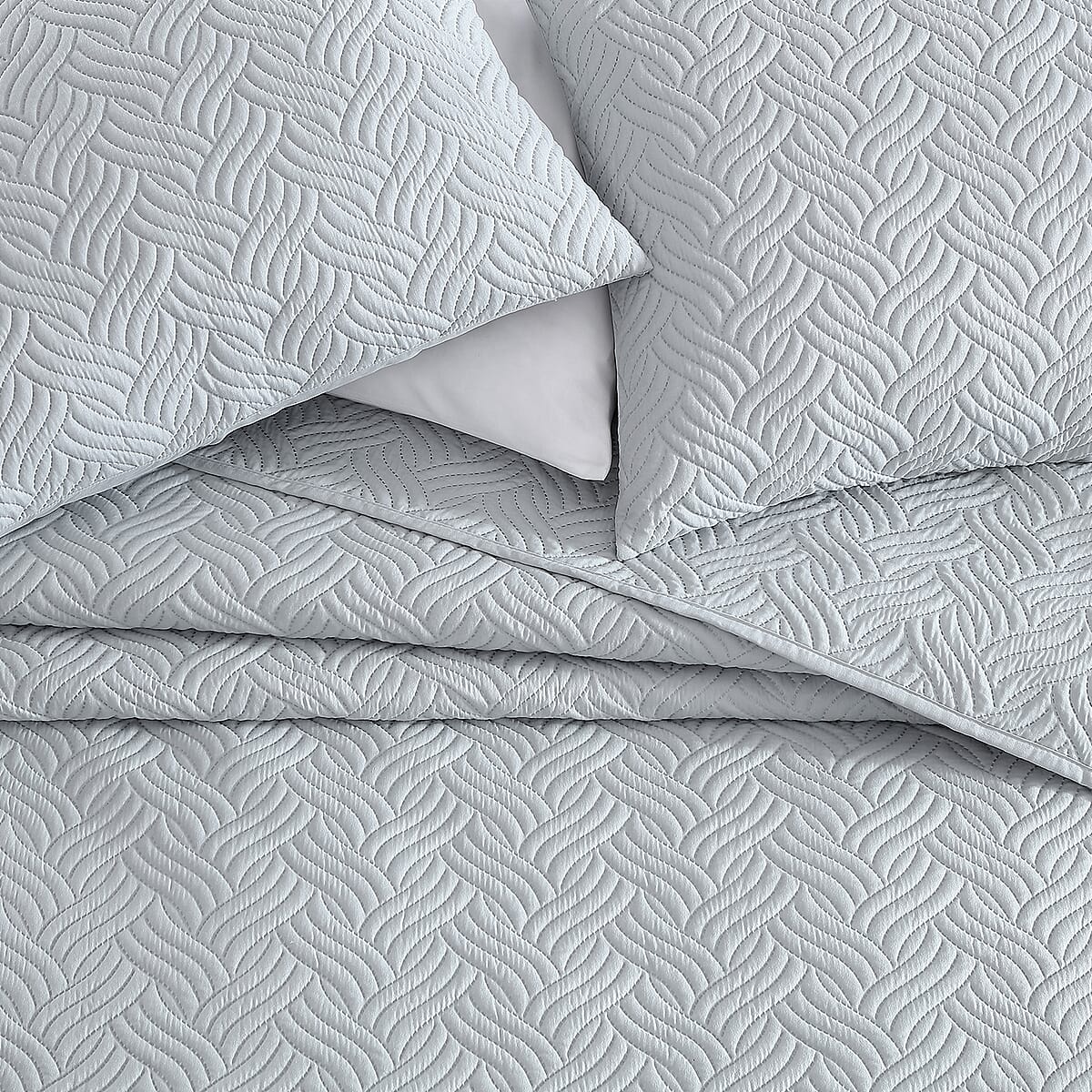 The Nesting Company- Willow 3 Piece King Quilt Set Gray , Bed Comforters , Polyester Comforter , Bedding Sets image number 5
