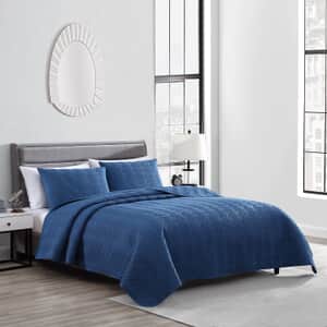 The Nesting Company- Willow 3 Piece Queen Quilt Set Slate | Bed Comforters | Polyester Comforter | Bedding Sets