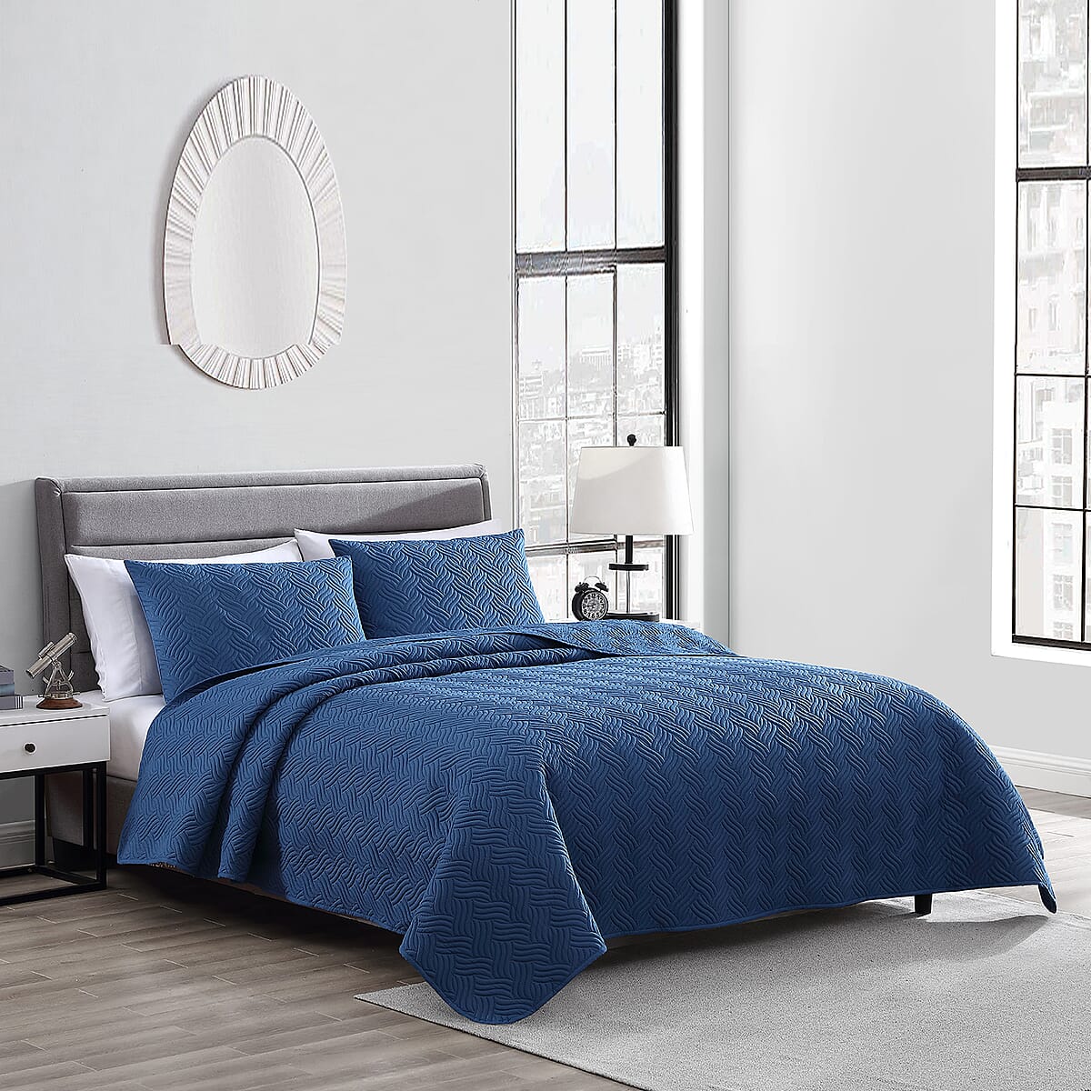The Nesting Company- Willow 3 Piece King Quilt Set Slate | Bed Comforters | Polyester Comforter | Bedding Sets image number 0