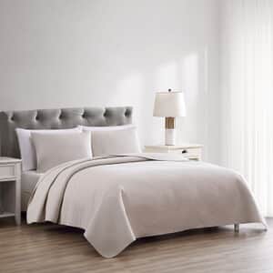 The Nesting Company- Aspen 3 Piece Queen Quilt Set Taupe , Microfiber Quilt Set , Bed Comforter Set , Bedding Set