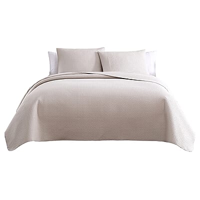 The Nesting Company- Aspen 3 Piece Queen Quilt Set Taupe , Microfiber Quilt Set , Bed Comforter Set , Bedding Set
