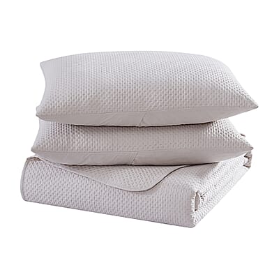 The Nesting Company- Aspen 3 Piece Queen Quilt Set Taupe , Microfiber Quilt Set , Bed Comforter Set , Bedding Set