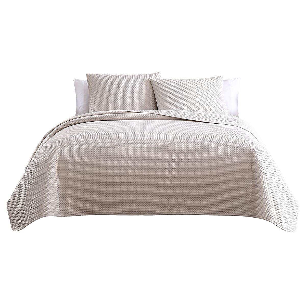 The Nesting Company- Aspen 3 Piece King Quilt Set Taupe | Microfiber Quilt Set | Bed Comforter Set | Bedding Set image number 3