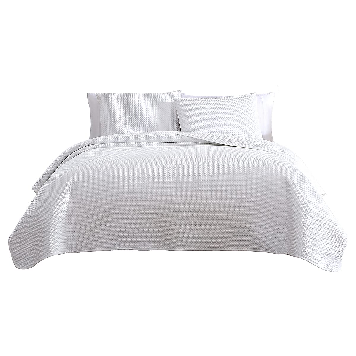 The Nesting Company- Aspen 3 Piece King Quilt Set White , Microfiber Quilt Set , Bed Comforter Set , Bedding Set image number 3