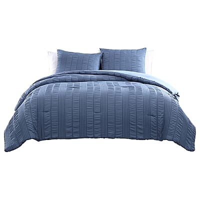 The Nesting Company- Elm 3 Piece Comforter Set - Queen (Blue) , Bed Comforter Blanket Set , Cozy Comforter , Bedding Set