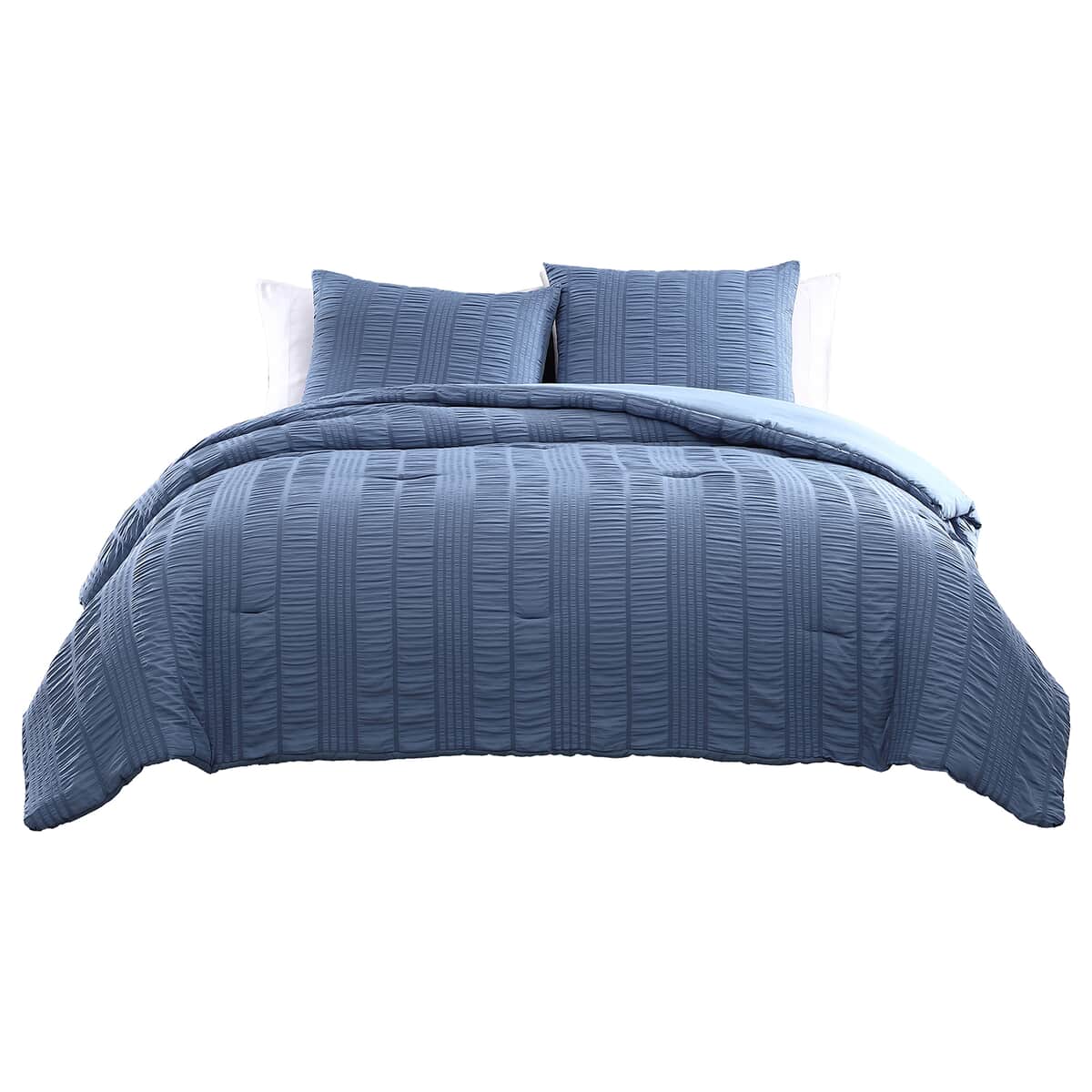 The Nesting Company- Elm 3 Piece Comforter Set Queen Blue image number 3