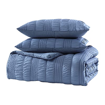 The Nesting Company- Elm 3 Piece Comforter Set - Queen (Blue) , Bed Comforter Blanket Set , Cozy Comforter , Bedding Set