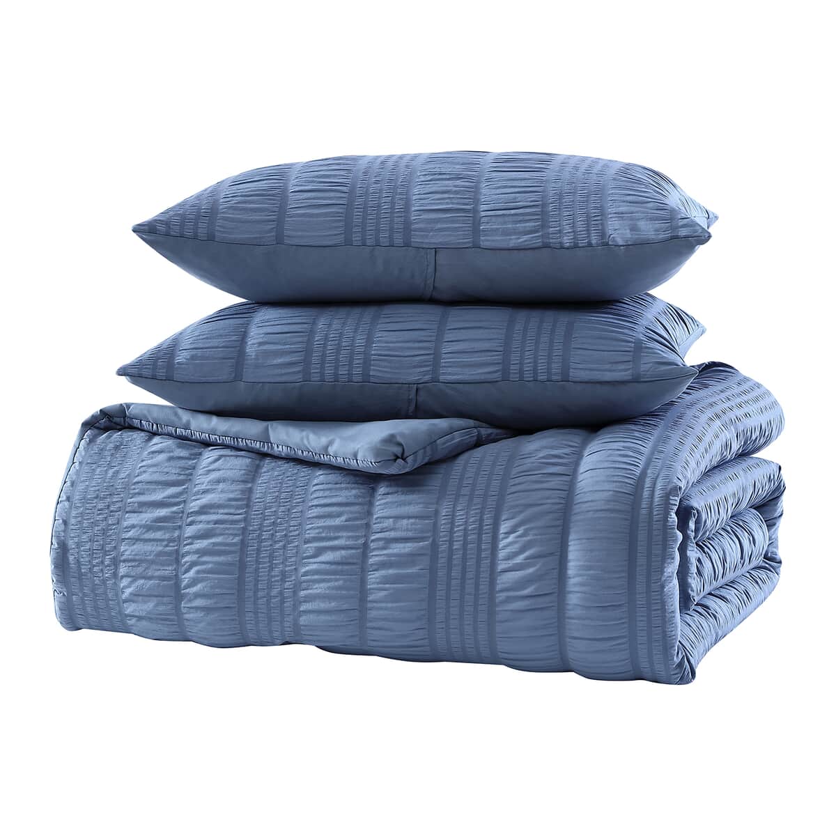 The Nesting Company- Elm 3 Piece Comforter Set - Queen (Blue) , Bed Comforter Blanket Set , Cozy Comforter , Bedding Set image number 4