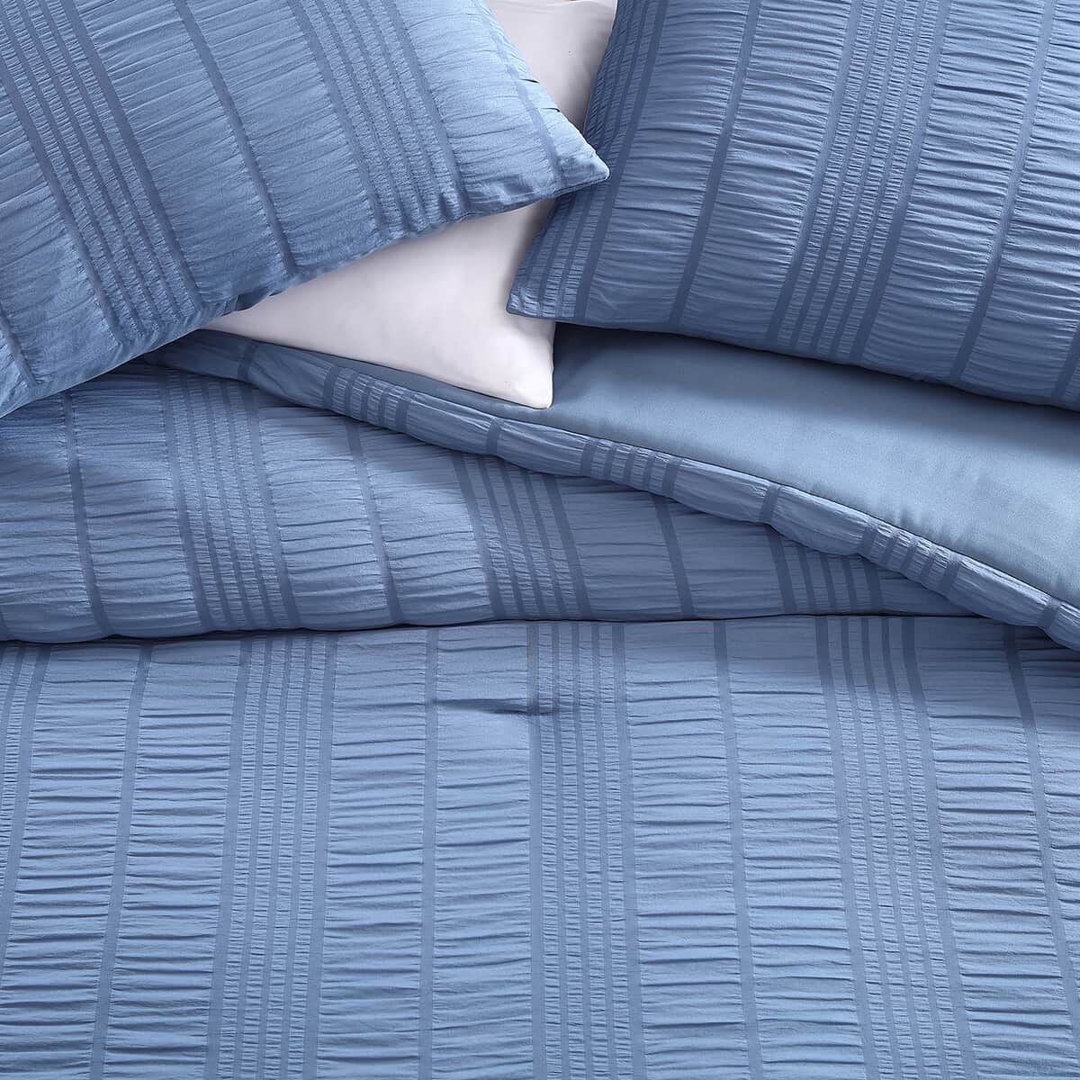 The Nesting Company- Elm 3 Piece Comforter Set Queen Blue image number 5