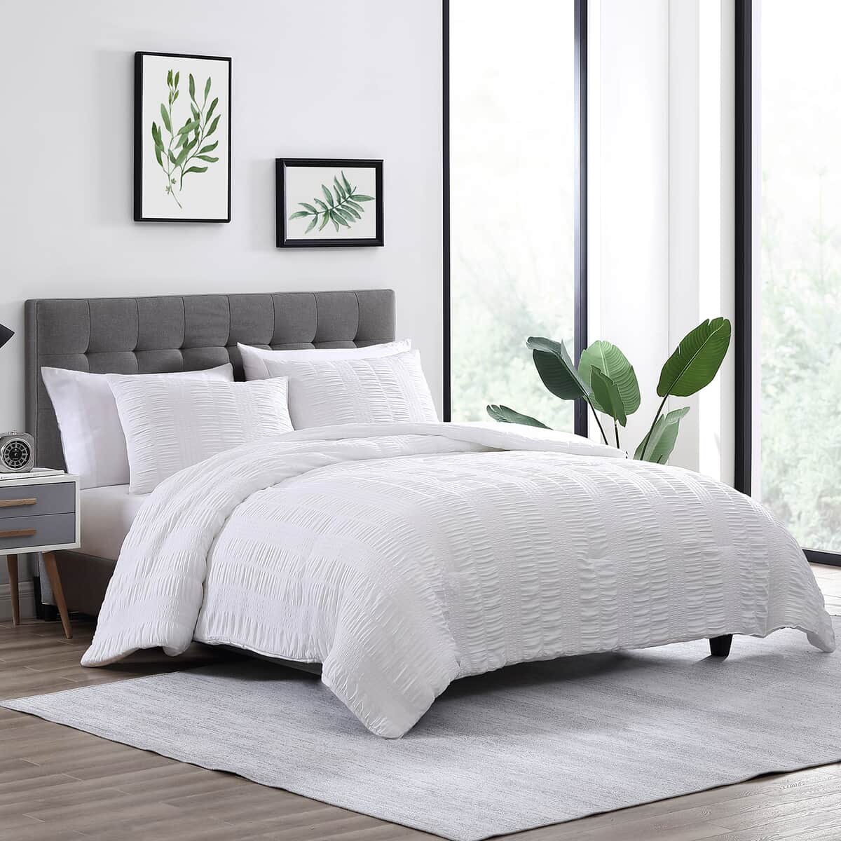 The Nesting Company- Elm 3 Piece Comforter Set - Queen (White) | Bed Comforter Blanket Set | Cozy Comforter | Bedding Set image number 0