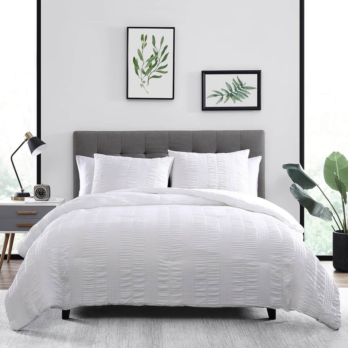 The Nesting Company- Elm 3 Piece Comforter Set - Queen (White) | Bed Comforter Blanket Set | Cozy Comforter | Bedding Set image number 2