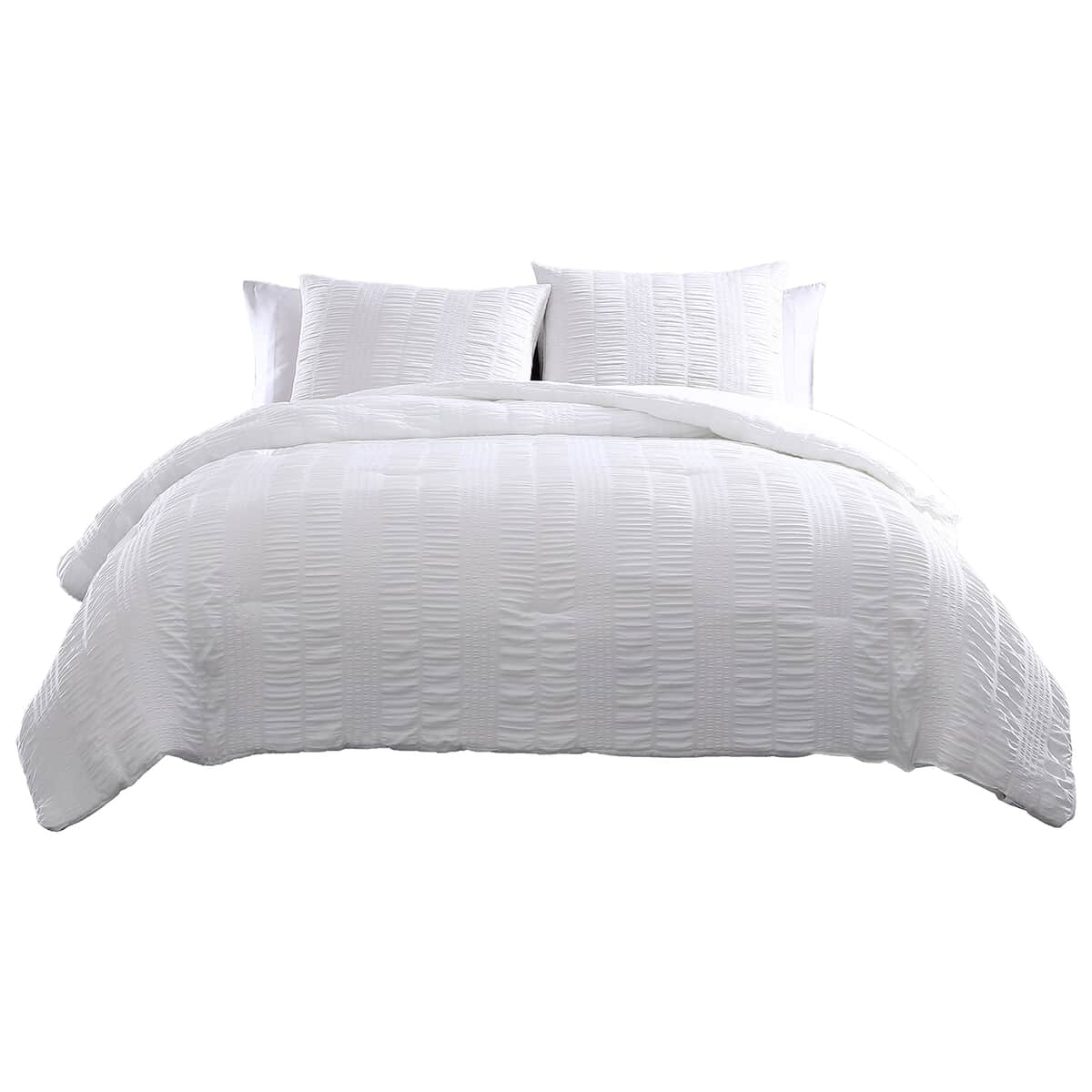 The Nesting Company- Elm 3 Piece Comforter Set - Queen (White) | Bed Comforter Blanket Set | Cozy Comforter | Bedding Set image number 3