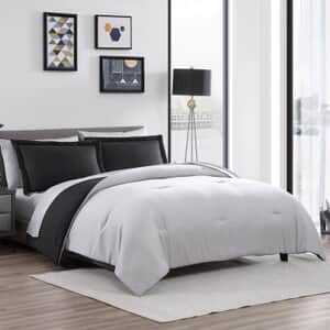 The Nesting Company - Chestnut Reversible 7 Piece Bed in a bag Comforter Set - Black & Gray (Queen) | Bed Comforters | Polyester Comforter | Bedding Sets | Quilt Set