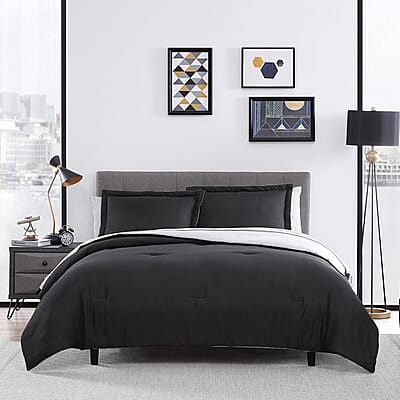 The Nesting Company - Chestnut Reversible 7 Piece Bed in a bag Comforter Set - Black & Gray (Queen) | Bed Comforters | Polyester Comforter | Bedding Sets | Quilt Set