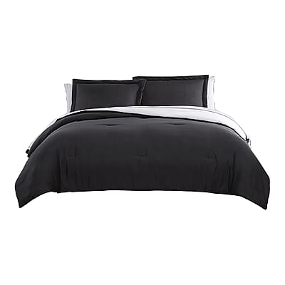 The Nesting Company - Chestnut Reversible 7 Piece Bed in a bag Comforter Set - Black & Gray (Queen) | Bed Comforters | Polyester Comforter | Bedding Sets | Quilt Set
