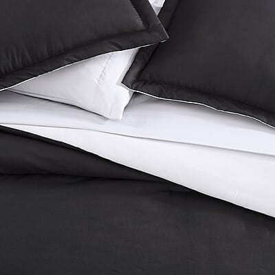 The Nesting Company - Chestnut Reversible 7 Piece Bed in a bag Comforter Set - Black & Gray (Queen) | Bed Comforters | Polyester Comforter | Bedding Sets | Quilt Set
