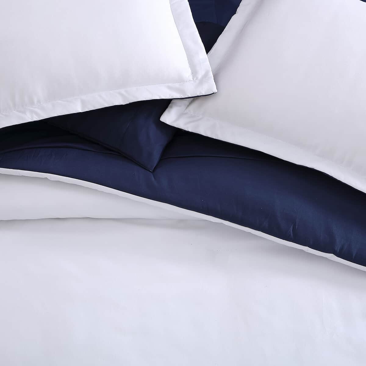 The Nesting Company - Chestnut Reversible 7 Piece Bed in a bag Comforter Set - White & Navy (Queen) , Bed Comforters , Polyester Comforter , Bedding Sets , Quilt Set image number 5