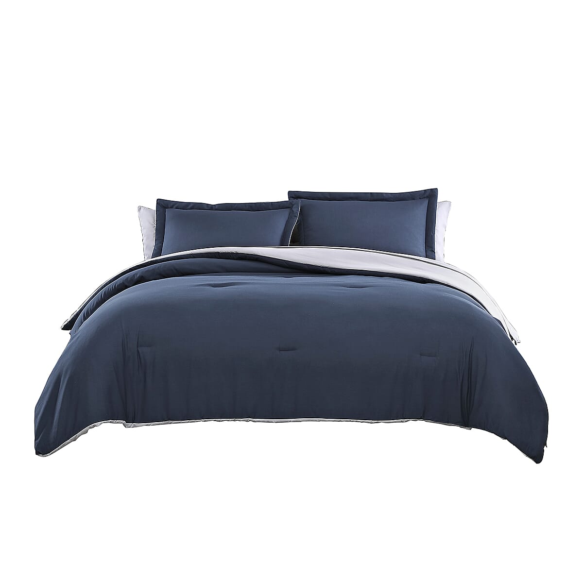 The Nesting Company - Chestnut Reversible 7 Piece bed in a bag Comforter Set - Navy & Gray (Queen) | Bed Comforters | Polyester Comforter | Bedding Sets | Quilt Set image number 3