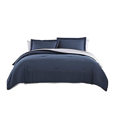 The Nesting Company - Chestnut Reversible 7 Piece bed in a bag Comforter Set - Navy & Gray (Queen) | Bed Comforters | Polyester Comforter | Bedding Sets | Quilt Set