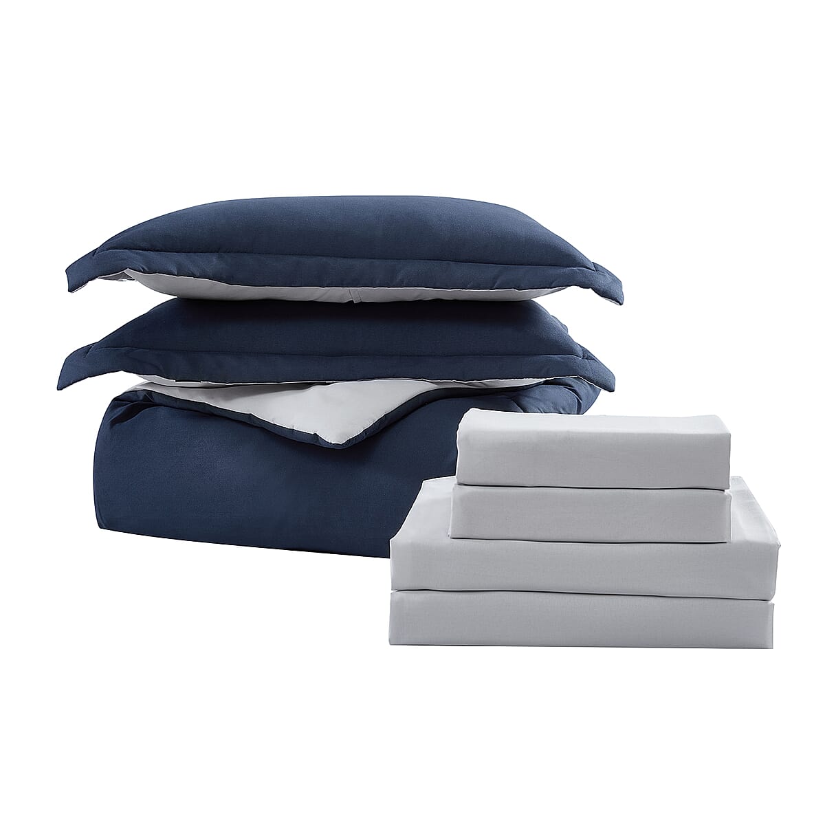 The Nesting Company - Chestnut Reversible 7 Piece bed in a bag Comforter Set - Navy & Gray (Queen) | Bed Comforters | Polyester Comforter | Bedding Sets | Quilt Set image number 4