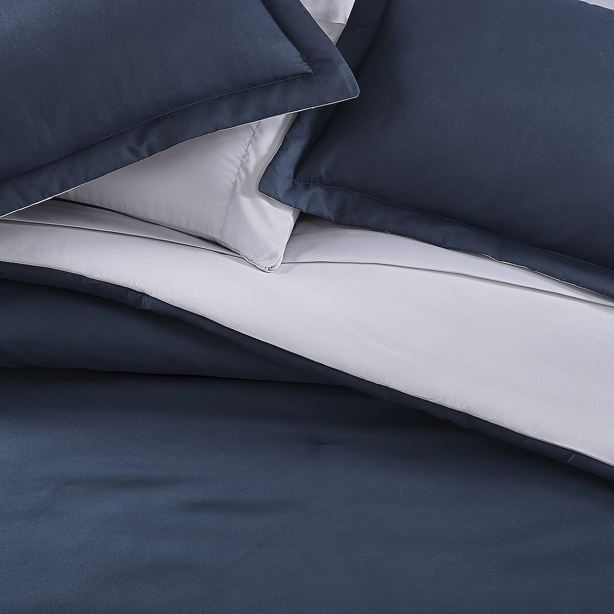 The Nesting Company - Chestnut Reversible 7 Piece bed in a bag Comforter Set - Navy & Gray (Queen) | Bed Comforters | Polyester Comforter | Bedding Sets | Quilt Set image number 5