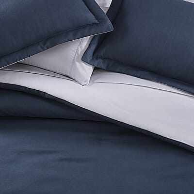 The Nesting Company - Chestnut Reversible 7 Piece bed in a bag Comforter Set - Navy & Gray (Queen) | Bed Comforters | Polyester Comforter | Bedding Sets | Quilt Set