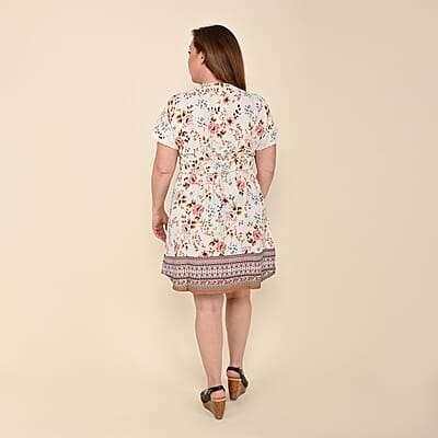 Tamsy Multicolor Floral Smocked Waist Dress - S