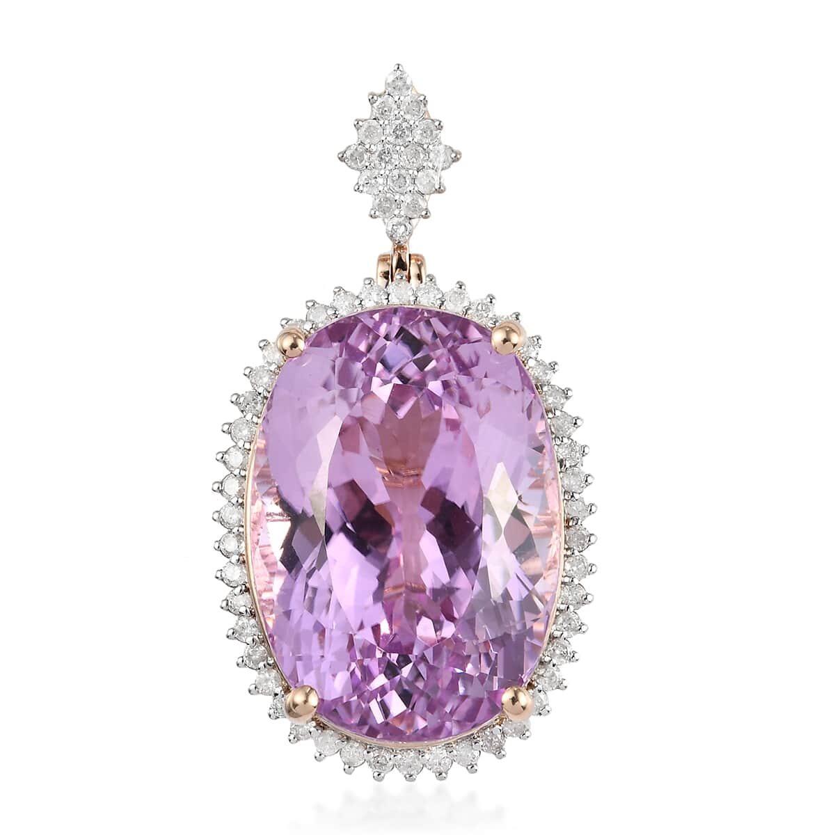 LUXORO 10K Rose Gold AAA Patroki Kunzite and Diamond G-H I3 Pendant 7 Grams 52.75 ctw image number 0