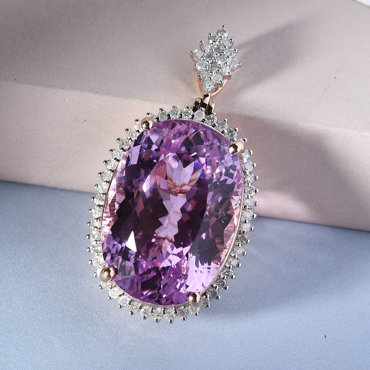 LUXORO 10K Rose Gold AAA Patroki Kunzite and Diamond G-H I3 Pendant 7 Grams 52.75 ctw image number 1