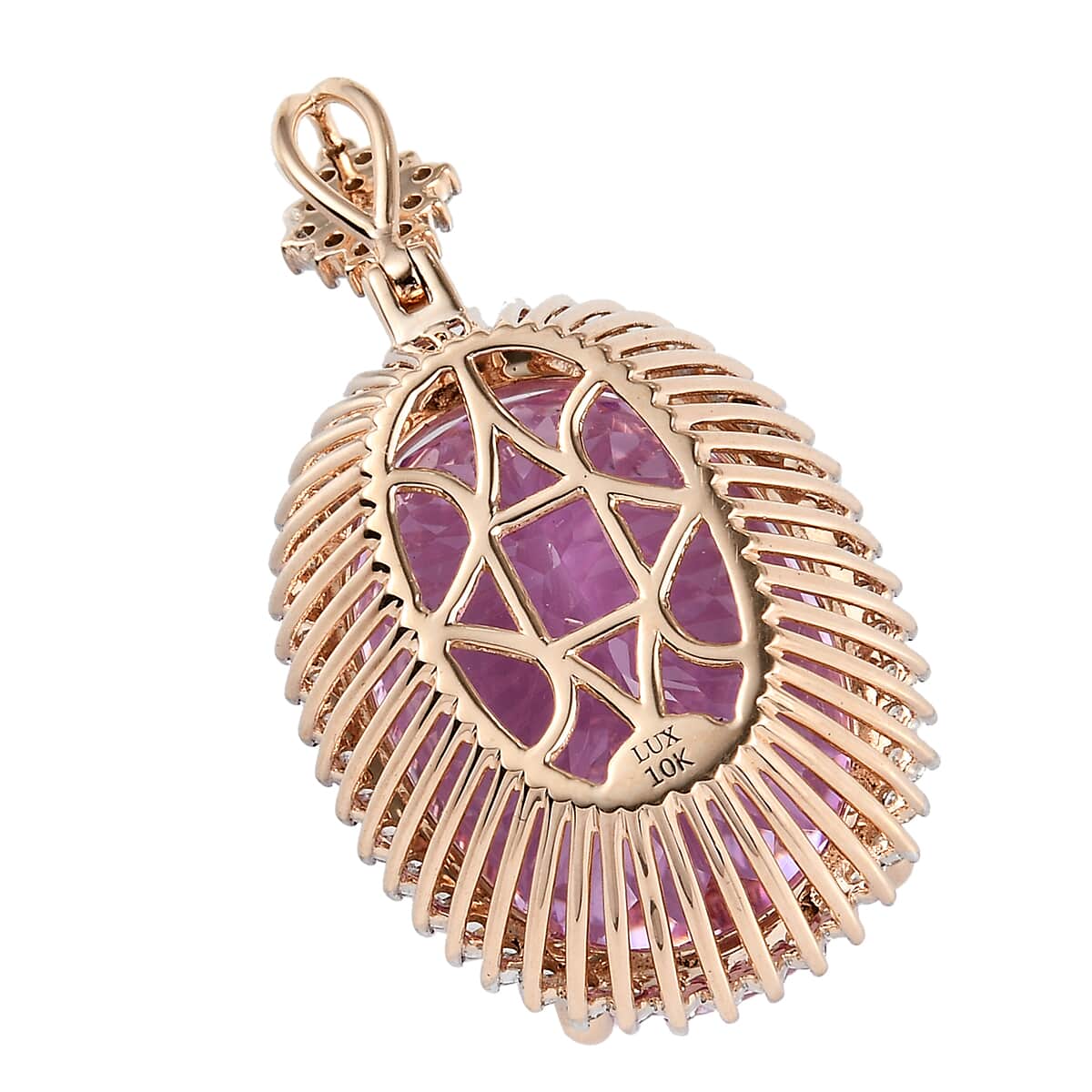 LUXORO 10K Rose Gold AAA Patroki Kunzite and Diamond G-H I3 Pendant 7 Grams 52.75 ctw image number 4