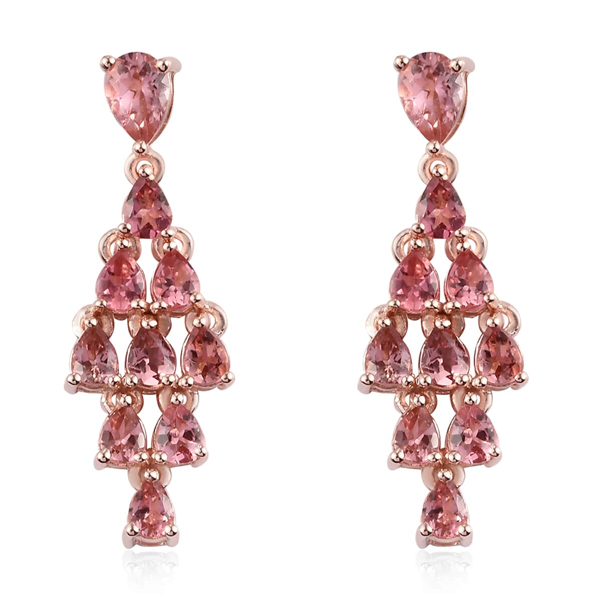 Padparadscha Tourmaline Dangle Earrings in Vermeil Rose Gold Over Sterling Silver 3.30 ctw image number 0