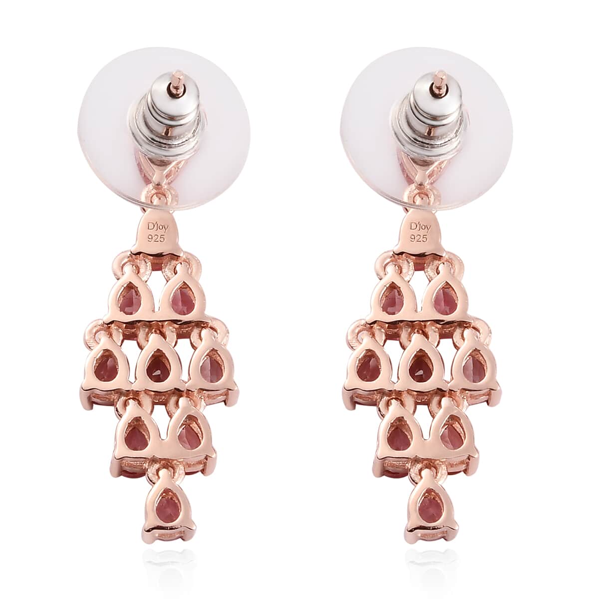 Padparadscha Tourmaline Dangle Earrings in Vermeil Rose Gold Over Sterling Silver 3.30 ctw image number 3