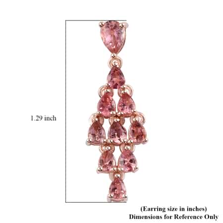 Padparadscha Tourmaline Dangle Earrings in Vermeil Rose Gold Over Sterling Silver 3.30 ctw image number 4