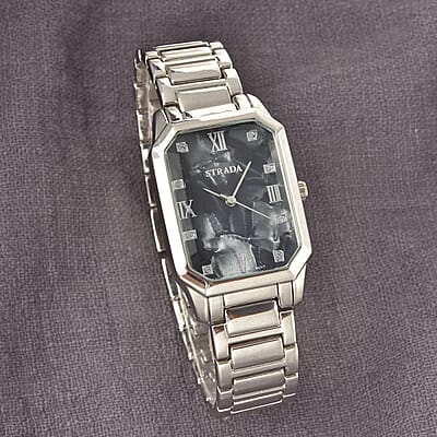 Strada Japanese Movement Watch with Black Simulated MOP Dial