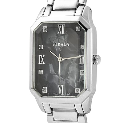 Strada Japanese Movement Watch with Black Simulated MOP Dial