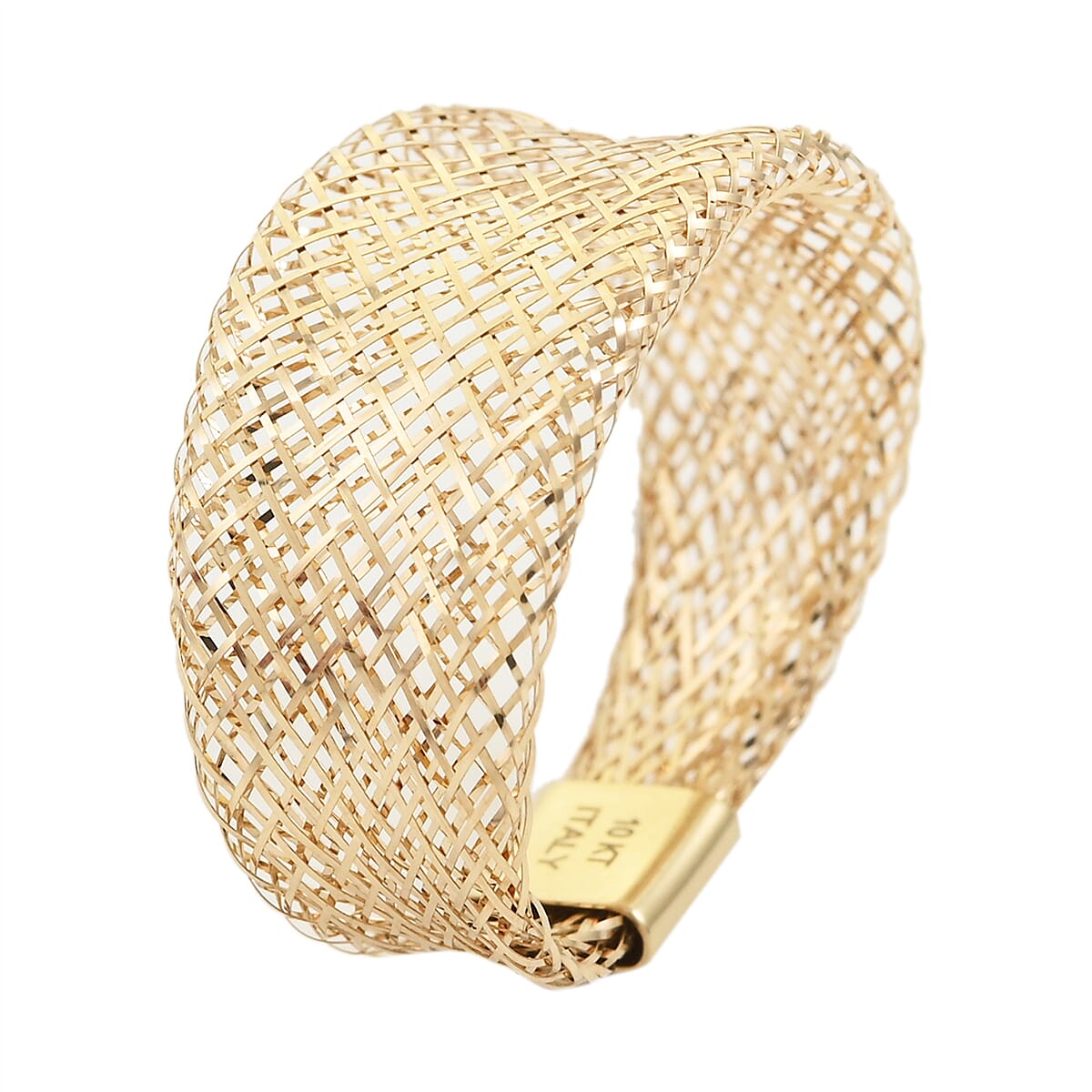 Maestro Gold Collection Italian 10K Yellow Gold Graduated Mesh Stretch Ring (Medium) image number 2