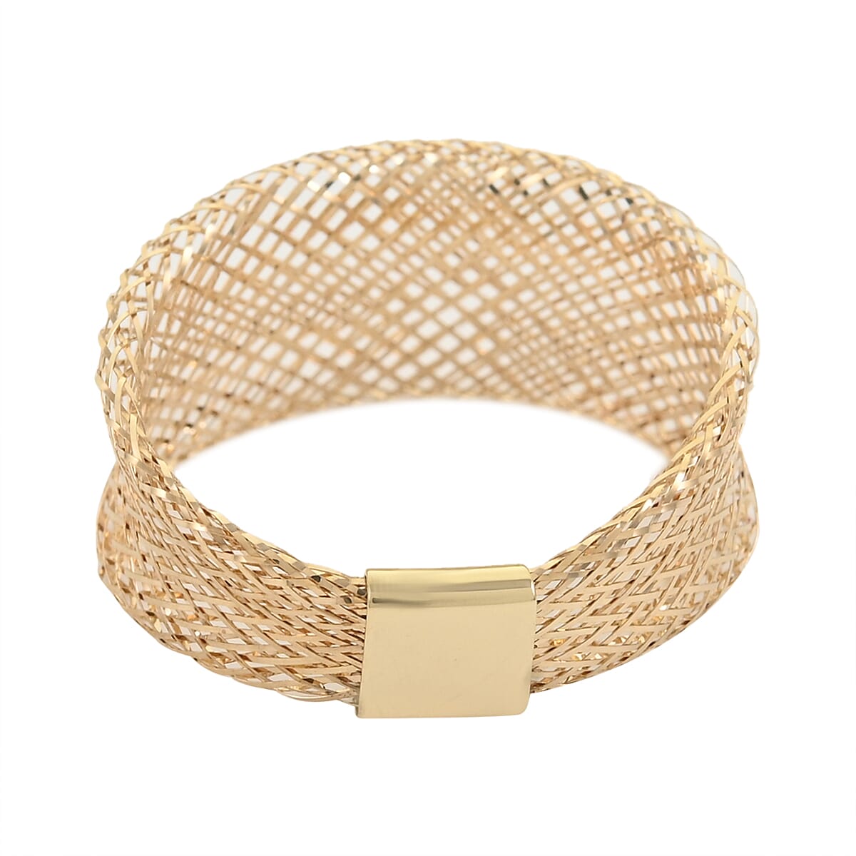 Maestro Gold Collection Italian 10K Yellow Gold Graduated Mesh Stretch Ring (Medium) image number 3