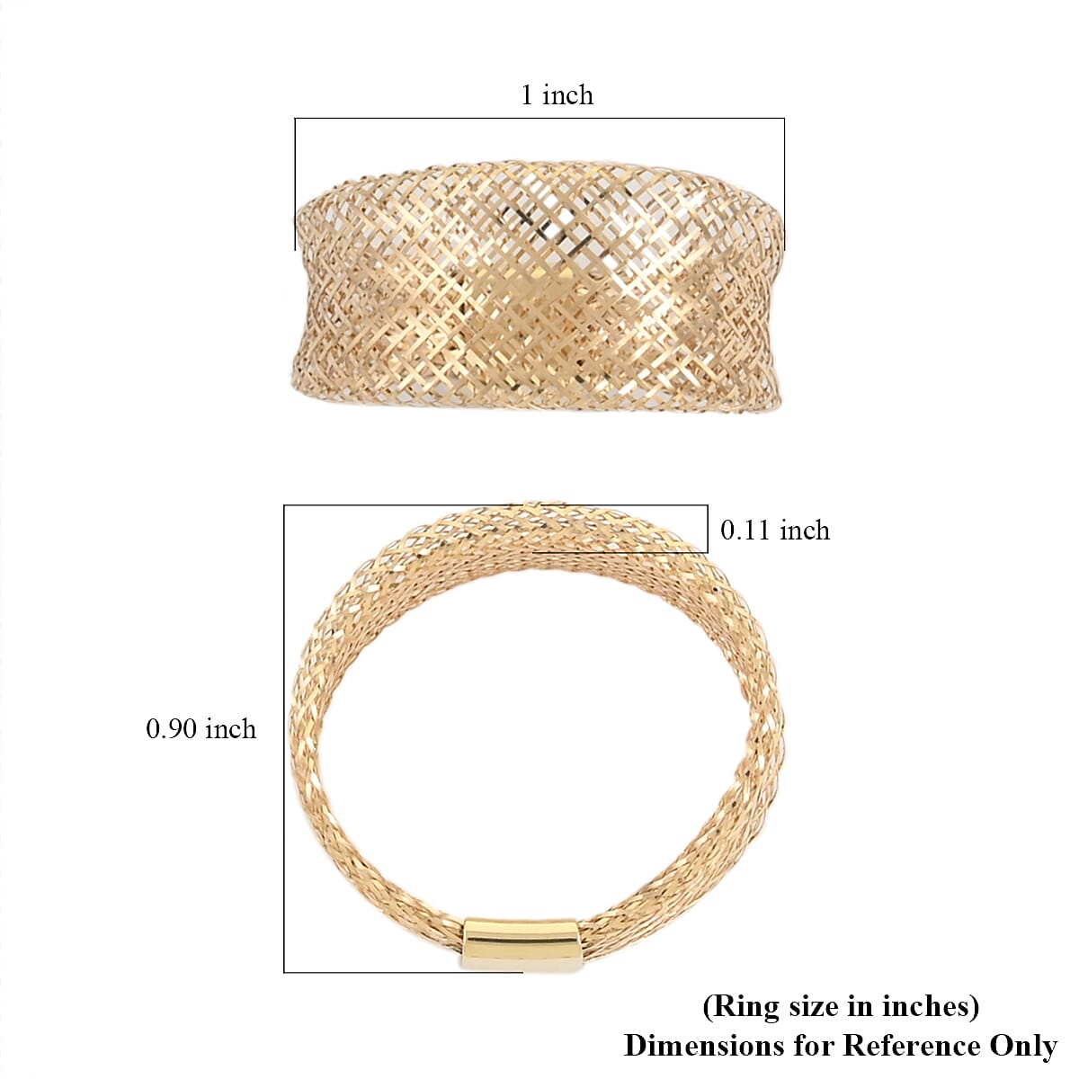 Maestro Gold Collection Italian 10K Yellow Gold Graduated Mesh Stretch Ring (Medium) image number 4