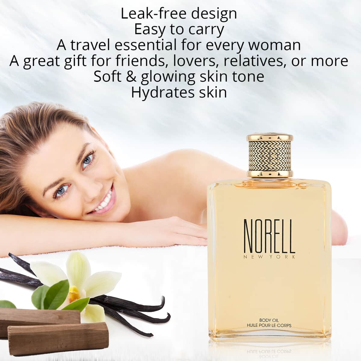 NORELL New York Body Oil With Long Lasting Fragrance (8oz) image number 3