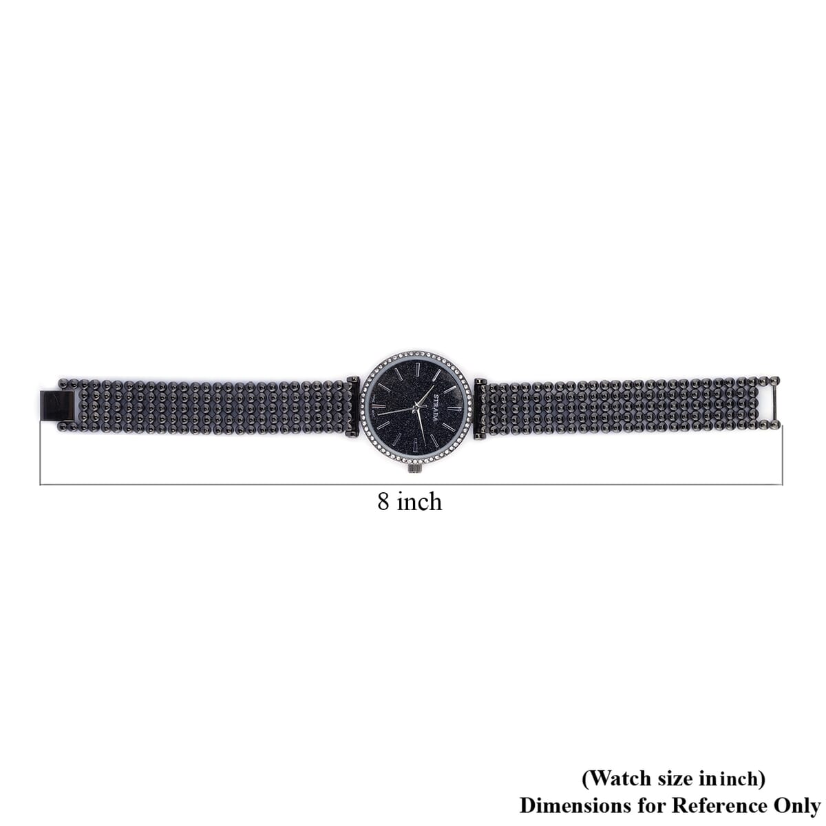 Strada White Austrian Crystal Japanese Movement Watch in Dark Silvertone with Beaded Textured Strap image number 6