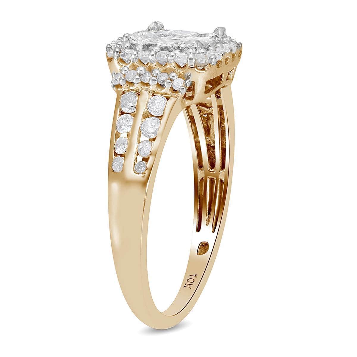 SGL Certified 10K Yellow Gold G-H I3 Diamond Ring (Size 8.0) 3.15 Grams 1.00 ctw image number 3